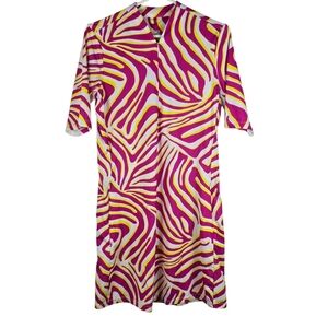 NWOT Tail Womens Hot Pink Yellow ZipperedPockets PickleballGolf Tennis Dress Med